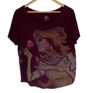 DISNEY Parks Original Princess Belle Beauty and the Beast Purple T-Shirt Small